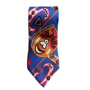 FABIO FERRETTI 100% silk Italian 4” x 64” abstract modern tie